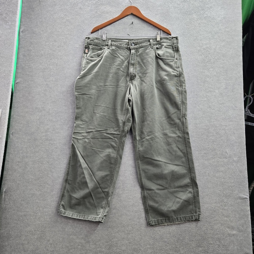 Carhartt FR Men Pants 40X30 Green Cargo Canvas Midweight Work Pants Loose READ